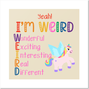 Wonderful Exciting Interesting Real Different Tee - Playful Unicorn Graphic Shirt - Casual Wear for Individuality, Quirky Unicorn T-Shirt Posters and Art